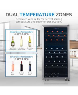 Dual Zone 76-Bottle Wine Fridge – Freestanding Compressor Cooler with Low-Vibration, Quiet Inverter & Digital Thermostat
