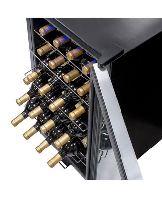 Freestanding 27 Bottle Compressor Wine Fridge in Stainless Steel, Adjustable Chrome Racks and Exterior Digital Thermostat