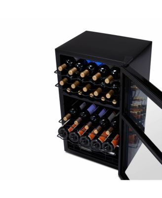 Shadow Series Wine Cooler Refrigerator 33 Bottle Dual Temperature Zones, Freestanding Mirrored Wine Fridge with Double-Layer Tempered Glass Door & Compressor Cooling for Reds, Whites, and Sparkling Wine, 41f-64f Digital Temperature Control