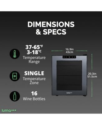 Shadow Series Wine Cooler Refrigerator 16 Bottle, Freestanding Mirrored Wine Fridge with Double-Layer Tempered Glass Door & Compressor Cooling for Reds, Whites, and Sparkling Wine, 39f-65f Digital Temperature Control