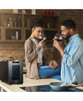 Shadow-T Series Wine Cooler Refrigerator, 6 Bottle Countertop Mirrored Compact Wine Cellar with Triple-Layer Tempered Glass Door, Vibration-Free & Ultra-Quiet Thermoelectric Cooling for Reds, Whites, and Sparkling Wine, Mini Wine Fridge