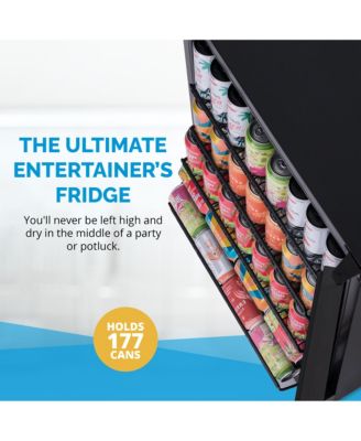 24" Beverage Refrigerator Cooler, 177 Can Black Stainless Steel with Triple-Layer Tempered Glass Door, Built-in Counter or Freestanding Fridge, Compressor Cooling, with Precision Digital Temperature Control