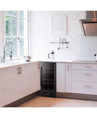 Freestanding 28 Bottle Dual Zone Compressor Wine Fridge in Stainless Steel, Adjustable Racks and Exterior Digital Thermostat