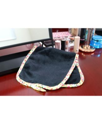 Decorative Microfiber Makeup Remover Cloths (Pack of 5, Design Options), Soft Coral Fleece Reusable Makeup Towels with a Travel Bag, Facial Wash Cloth for Bathroom, 7.5 x 15.5 in.