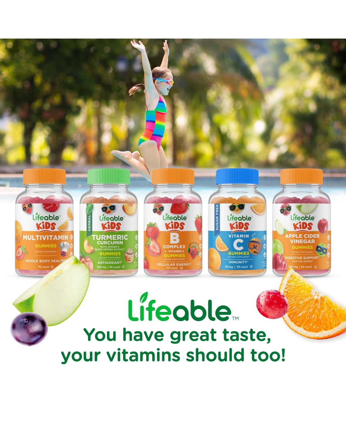 Lifeable Vitamin B12 for Kids 1,000 mcg Gummies - Energy, Mood, Metabolism - Great Tasting Natural Flavor, Dietary Supplement Vitamins - Gummies