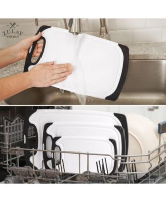 3 Piece Set Non Slip Kitchen Cutting Board with Juice Groove