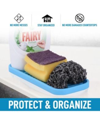Silicone Sponge Holder for Kitchen Sink - Flexible Multipurpose Kitchen Soap Tray Sponge Organizer