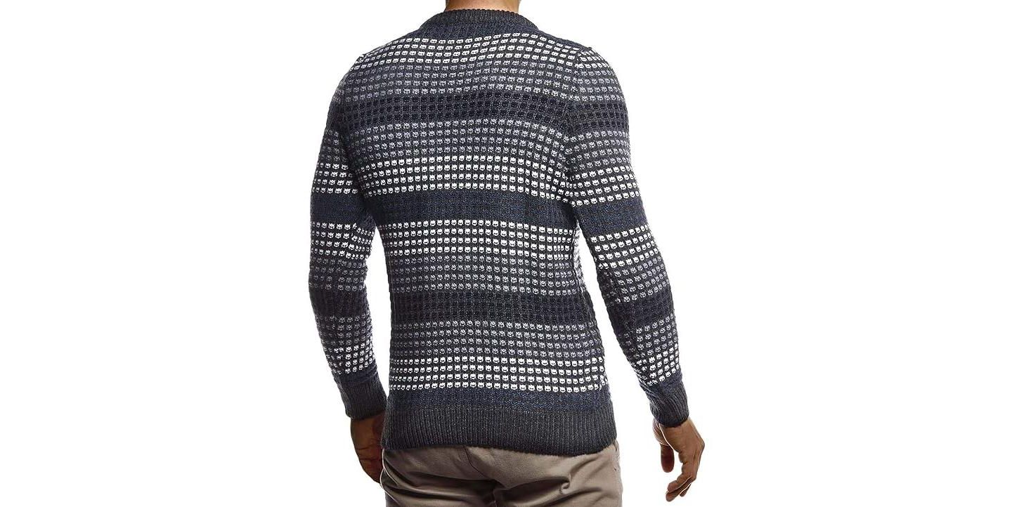 Мужское худи Leif Nelson Stylish Sweater Longsleeve Pullover Sweatshirt For Men Slim Fit, цвет: Антрацитовый — фото 2