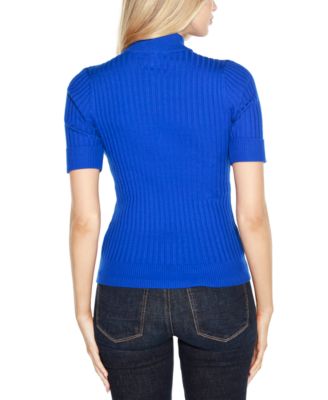 Black Label Ribbed Zip Mock Neck Top