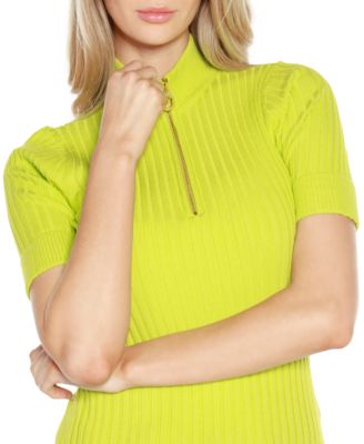 Black Label Ribbed Zip Mock Neck Top