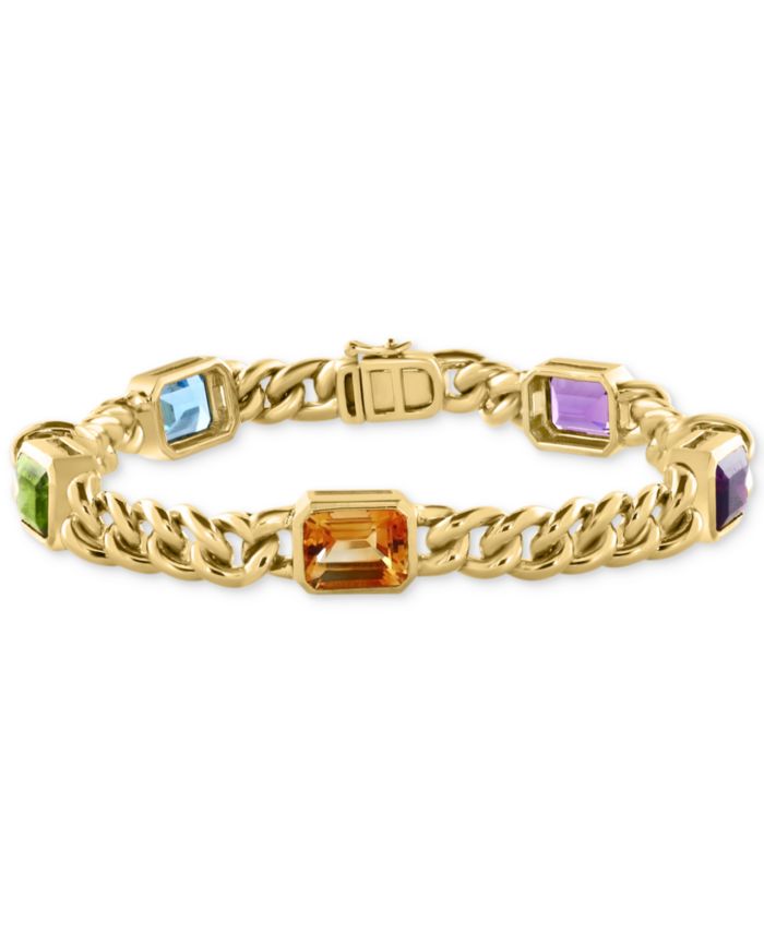 EFFY Collection EFFY® Multi-Gemstone Cuban Link Statement Bracelet — 10 count