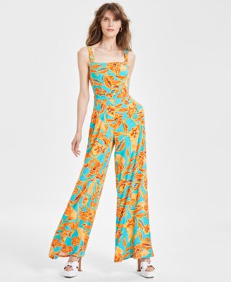 Bar III - Women's Floral-Print Cutout Jumpsuit