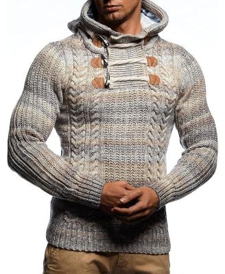 Men s Knitted Pullover | Long-sleeved slim fit hoodie | Basic winter hoodie-sweater for Men