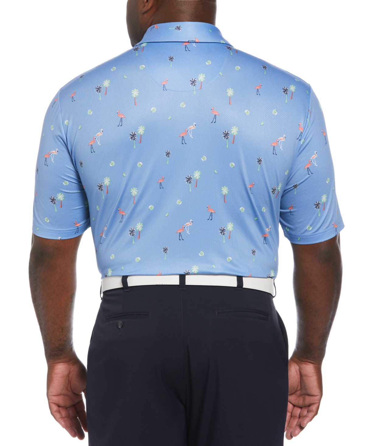 Pga Tour Men's Short Sleeve Flamingo & Palm Print Polo Shirt