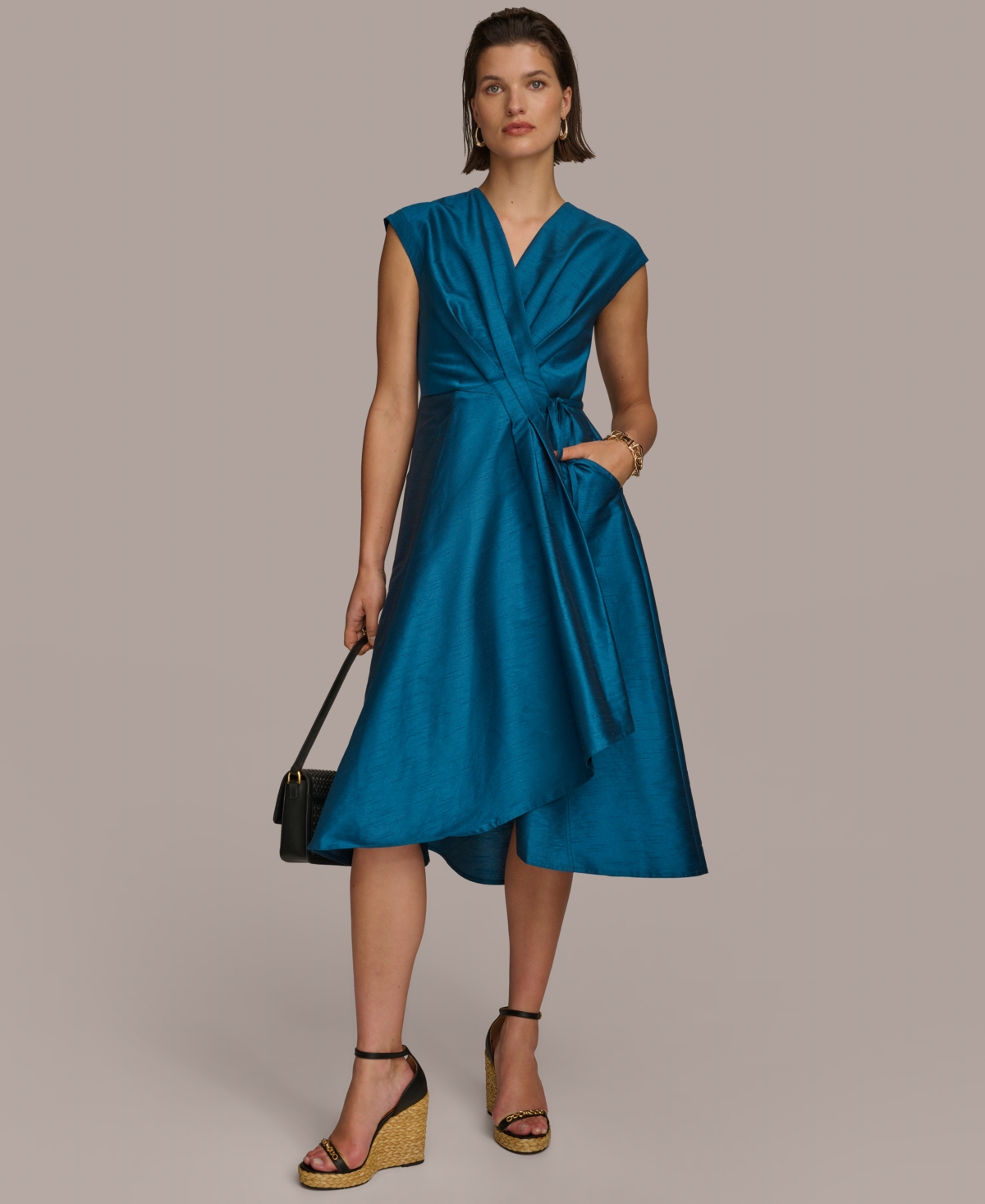 Shop Donna Karan Women's A-line Wrap Dress In Tide