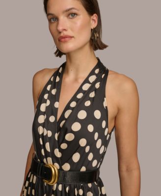 Donna Karan New York Women's Printed Belted A-Line Dress - Macy's