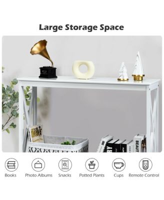 2-Tier Console X-Design Sofa Side Accent Table
