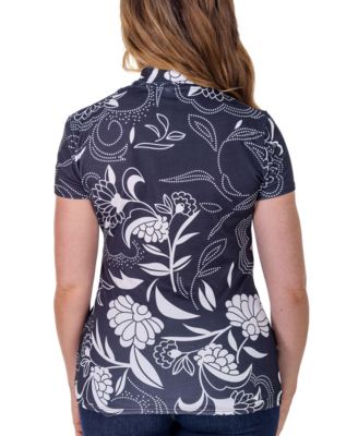 Print Short Sleeve V Neck Wrap Top