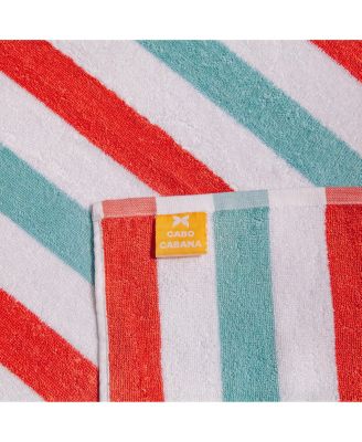 Cabo Cabana Chaise Lounge Chair Covers (2 Pack), Striped Color Options, Soft Cotton, 30x85 in. with 8" Fitted Pocked for Beach Chair