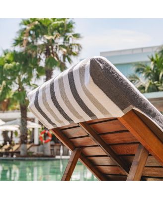 Cabo Cabana Chaise Lounge Chair Covers (2 Pack), Striped Color Options, Soft Cotton, 30x85 in. with 8" Fitted Pocked for Beach Chair