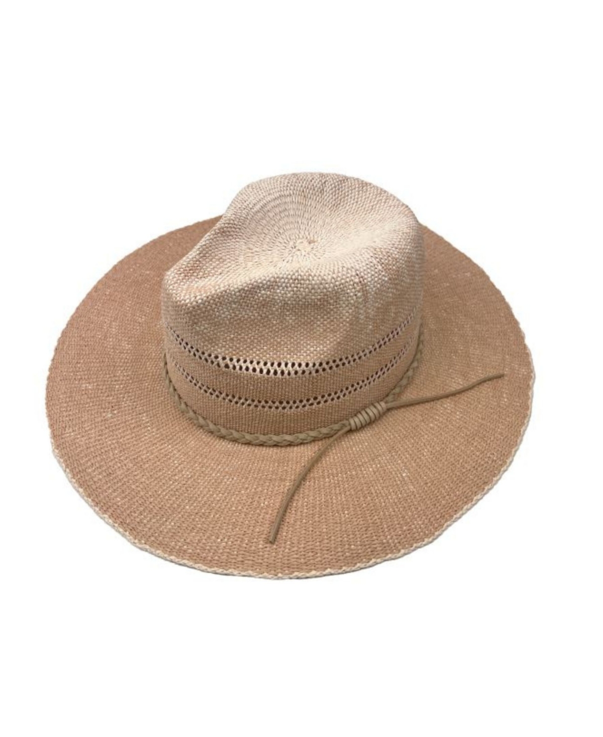 Shop Marcus Adler Women's Straw Panama Hat With Suede Braided Trim In Blush