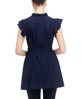 Maternity Flutter Sleeve Belted Blouse