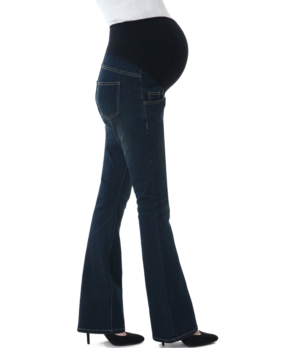 kimi + kai Maternity Leni Stretch Boot Cut Denim Jeans - Black blue