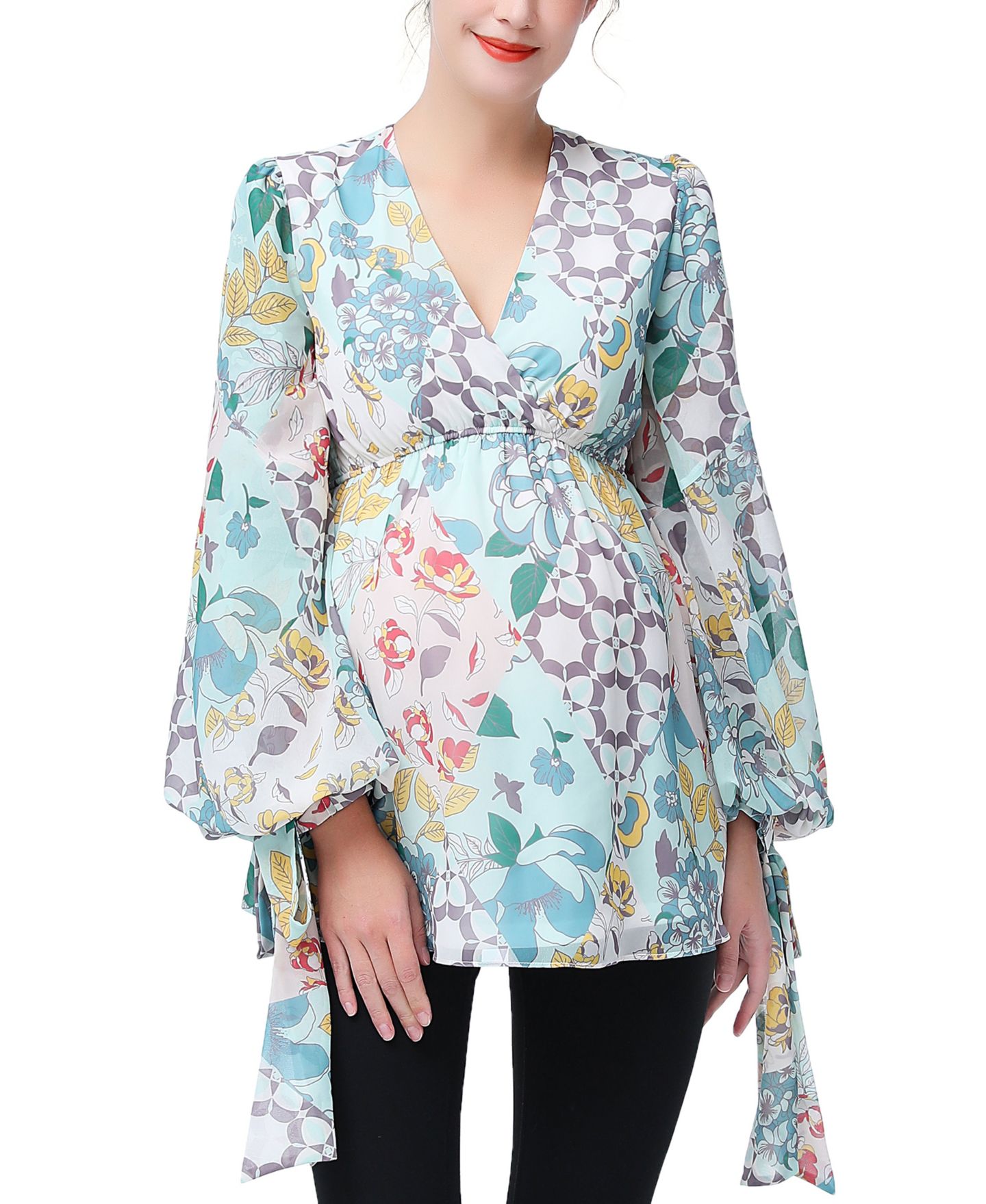 Женская блузка kimi + kai Maternity V-Neck Babydoll Nursing Blouse, цвет: Разноцветный — фото 1