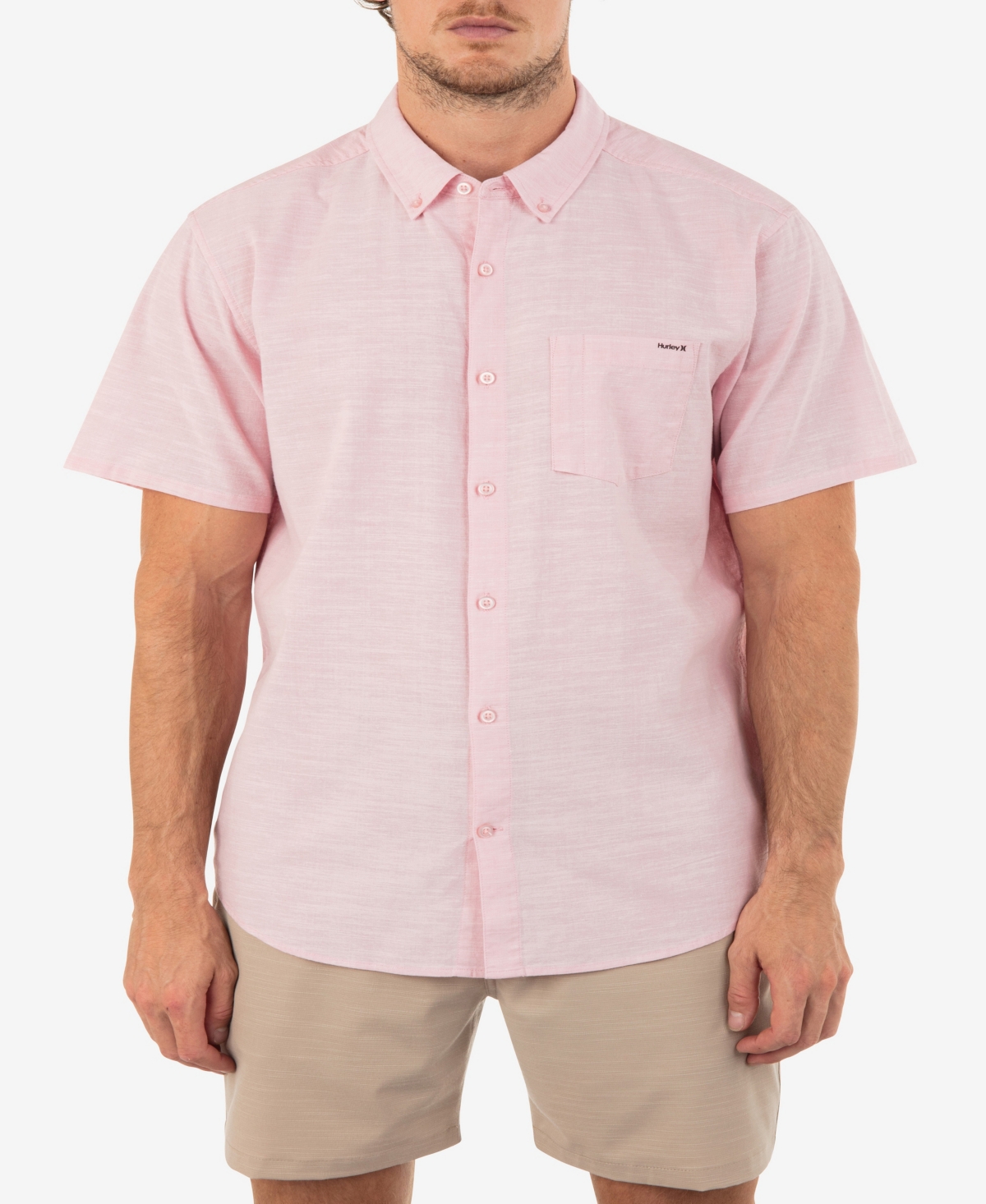 Shop Hurley Men's One And Only Stretch Button-down Shirt In Lollipop