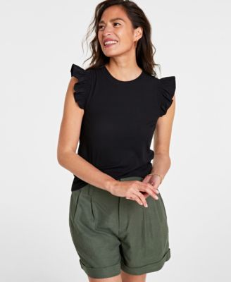 On 34th - Women's Ruffle-Sleeve Knit Top