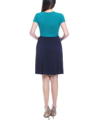 Maternity V-Neck Faux Wrap Nursing Dress