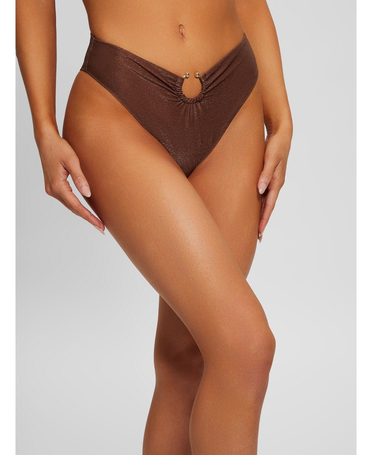 Women's High-Waist Brazilian Bikini Bottoms - Java brown