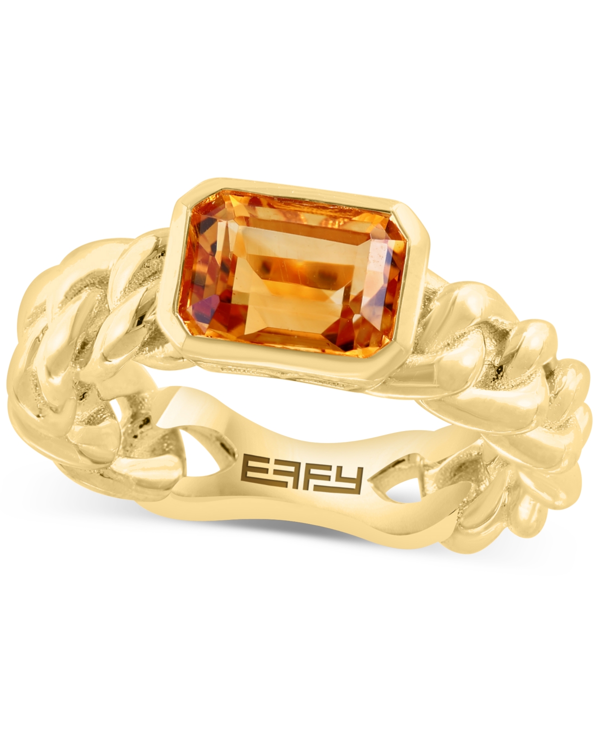 EFFY COLLECTION EFFY CITRINE CHAIN LINK STATEMENT RING (1-1/2 CT. T.W.) IN GOLD-PLATED STERLING SILVER 