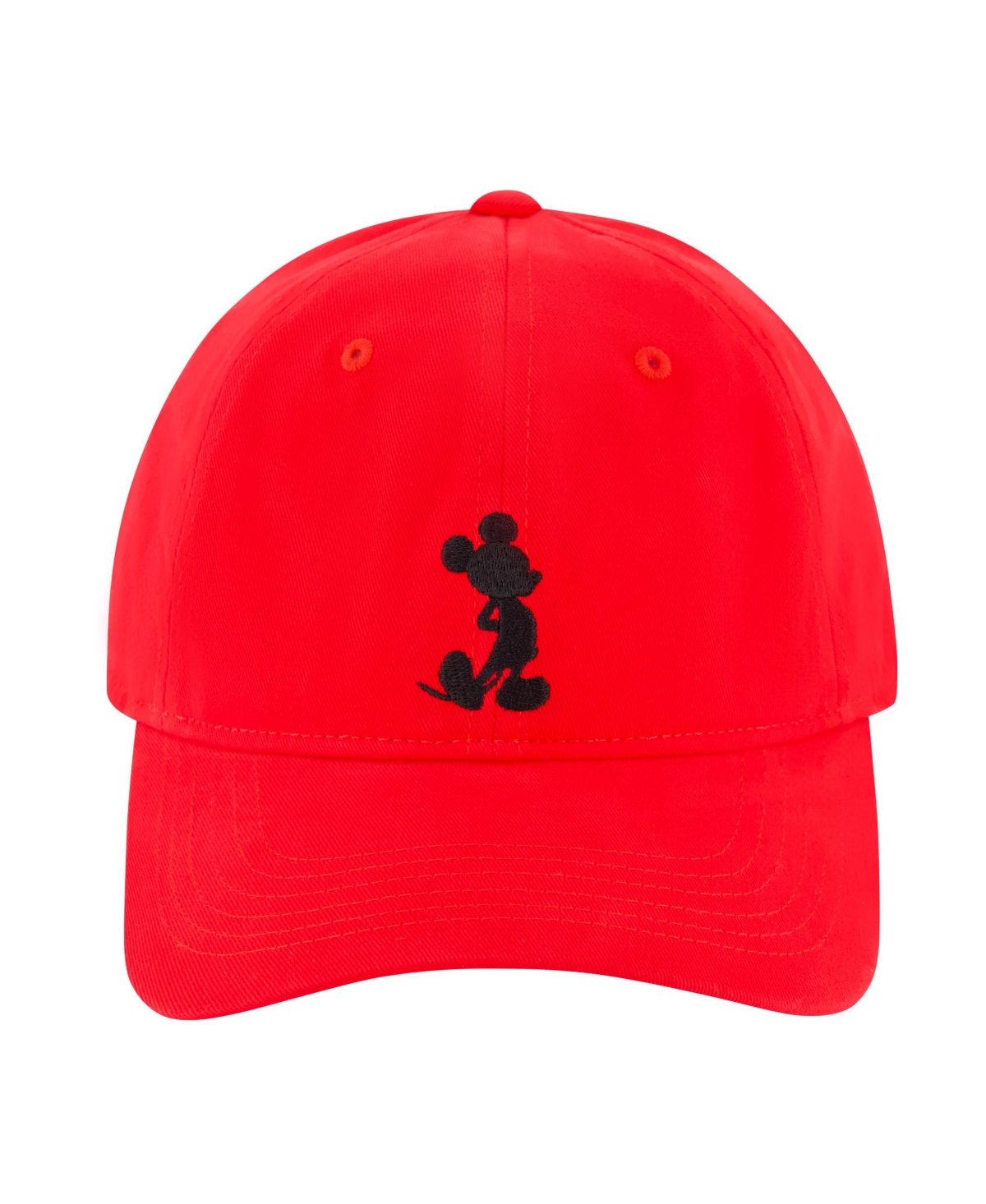 Men's Mickey Dad Cap Brush Washed Cotton Twill Embroidery - Red