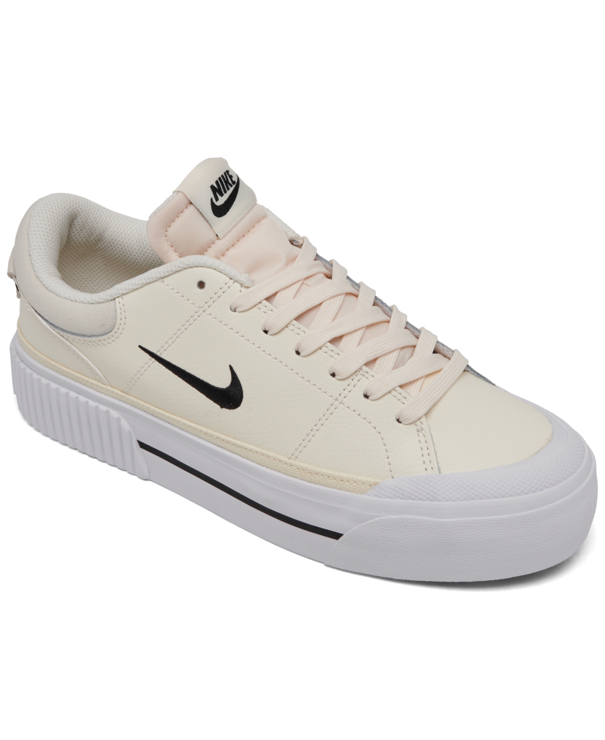 Shop Nike Women's Court Legacy Lift Platform Casual Sneakers From Finish Line In Pale Ivory,muslin,white,b