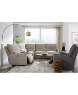 Olper 6-Pc. Fabric Zero Wall Sectional Sofa with Three Power Motion Pieces & Console, Created for Macy's