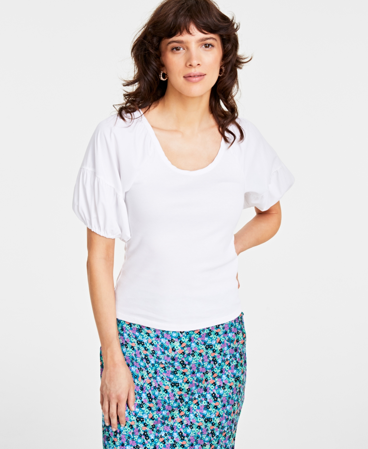 On 34th Women's Scoop-neck Knit Top, Created For Macy's In Bright White