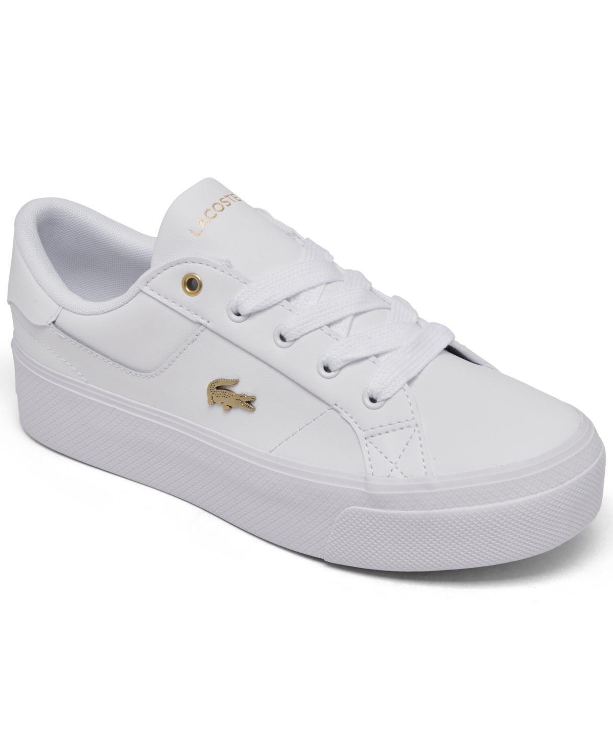 Women's Ziane Logo Leather Casual Sneakers from Finish Line - White/gold