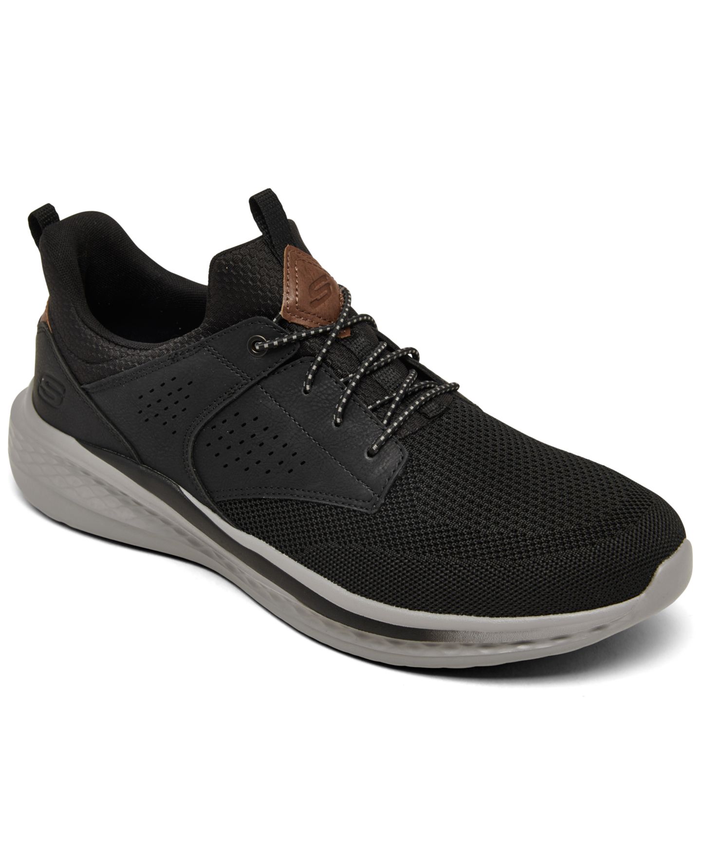 Мужские кроссовки Skechers Relaxed Fit: Slade - Breyer Casual, цвет: Чёрный / Коричневый — фото 1