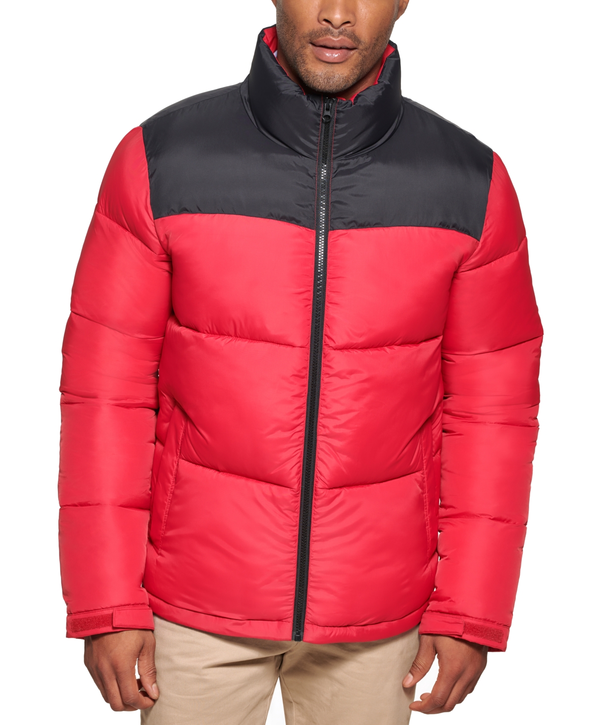 Men's Colorblocked Quilted Full-Zip Puffer Jacket, Created for Macy's - Olive