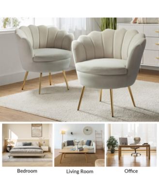 Modern Velvet Barrel Chair with Channel Tufted Back