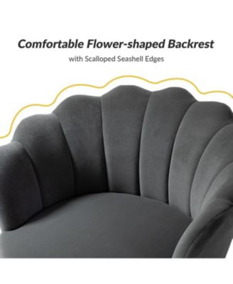 Modern Velvet Barrel Chair with Channel Tufted Back