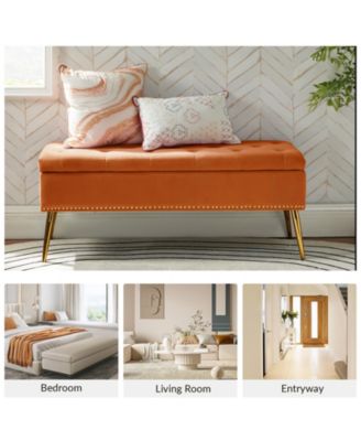 Kajana Transitional Velvet Upholstered Flip Top Storage Bench