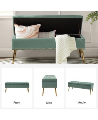 Kajana Transitional Velvet Upholstered Flip Top Storage Bench