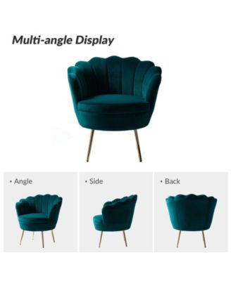 Modern Velvet Barrel Chair with Channel Tufted Back