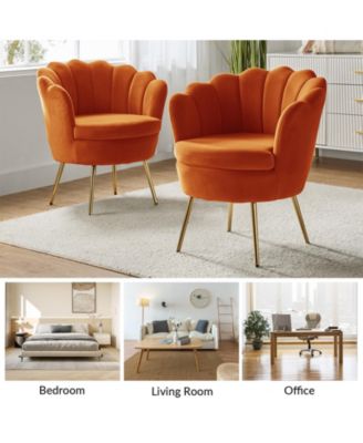 Modern Velvet Barrel Chair with Channel Tufted Back