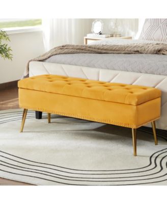 Kajana Transitional Velvet Upholstered Flip Top Storage Bench