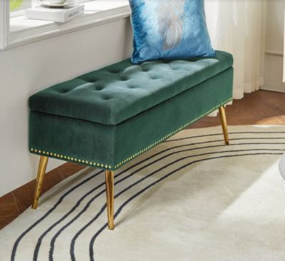 Kajana Transitional Velvet Upholstered Flip Top Storage Bench