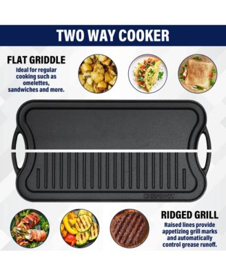 Preseasoned Cast Iron Reversible Griddle Plate Pan - 20"