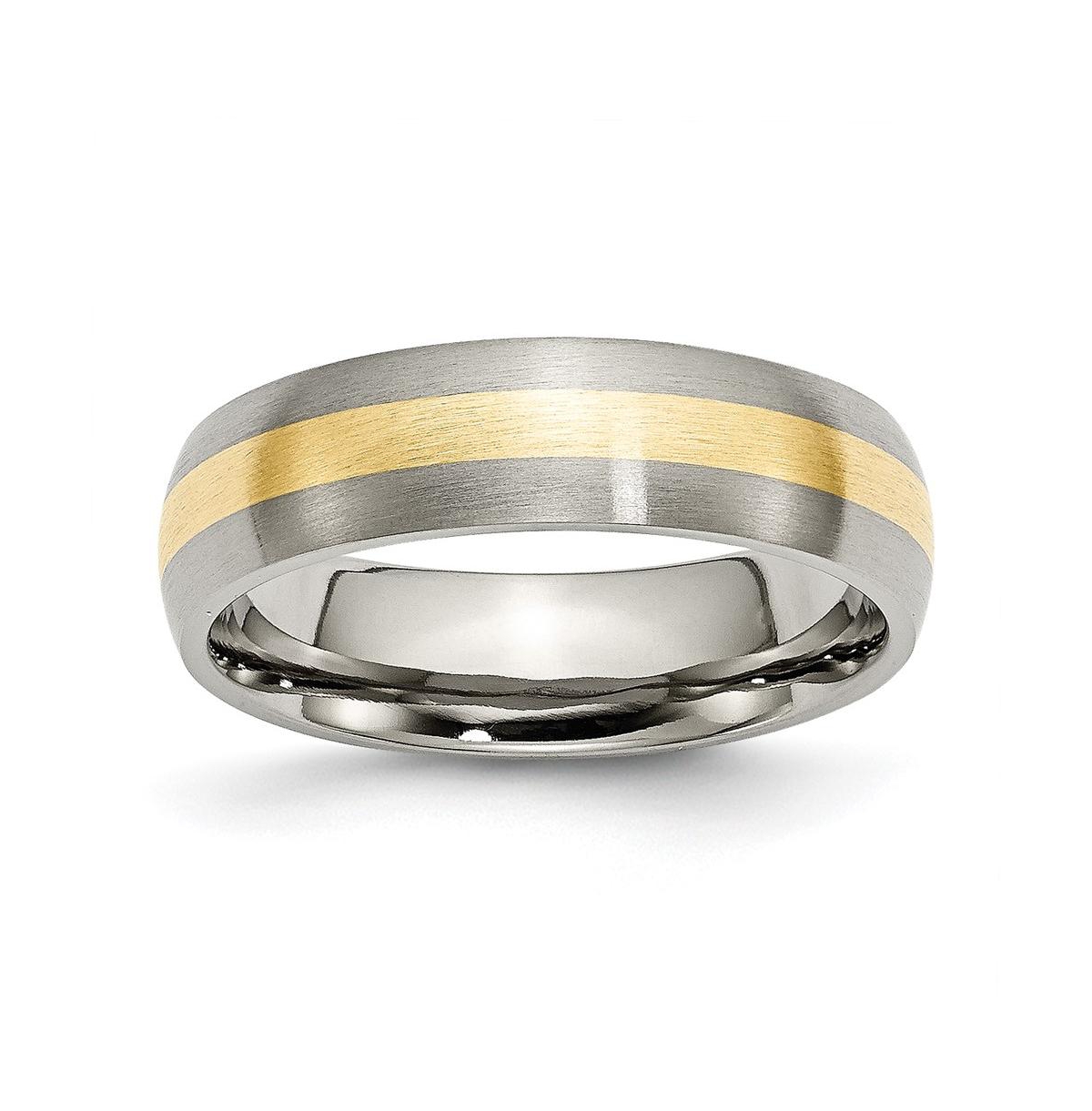 Titanium Brushed with 14k Gold Inlay Wedding Band Ring - Yellow